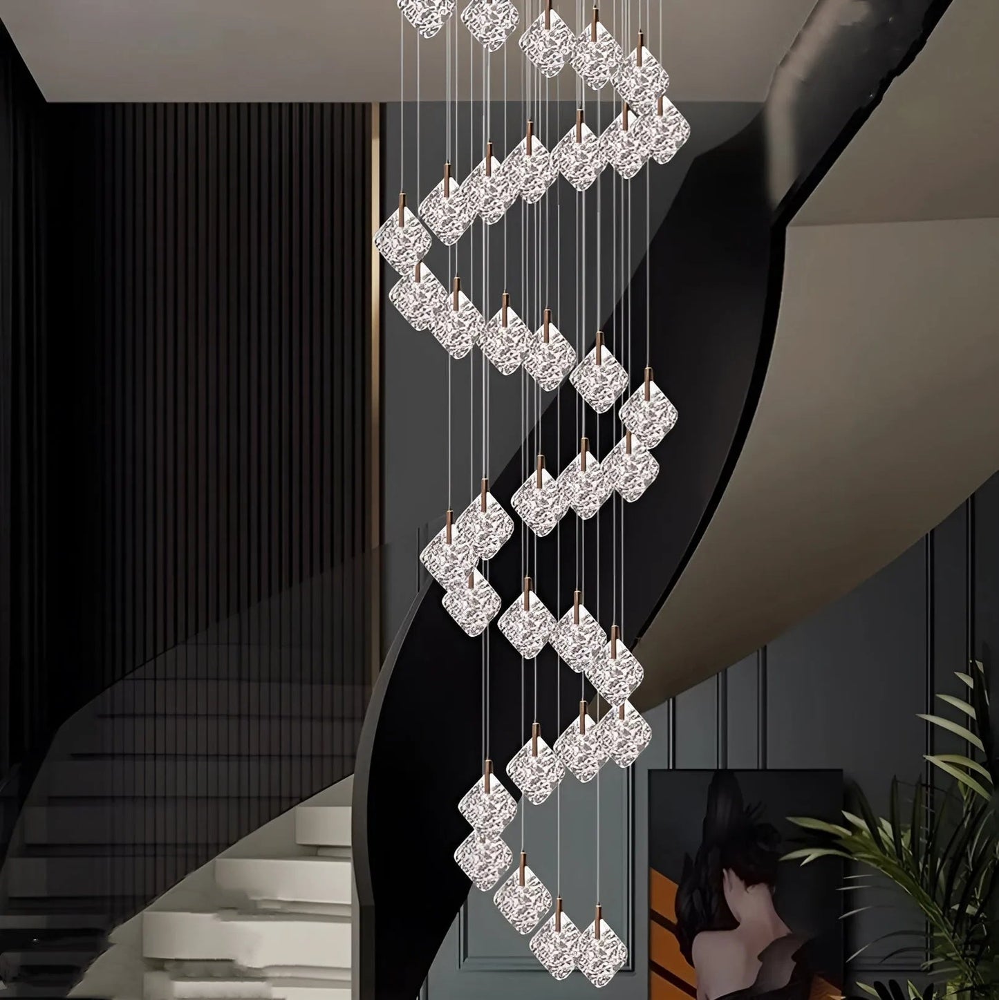 Evelina Vertical Crystal LED Chandelier