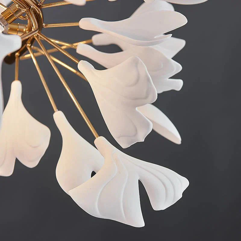 Ceramic Ginkgo Spiral Chandelier