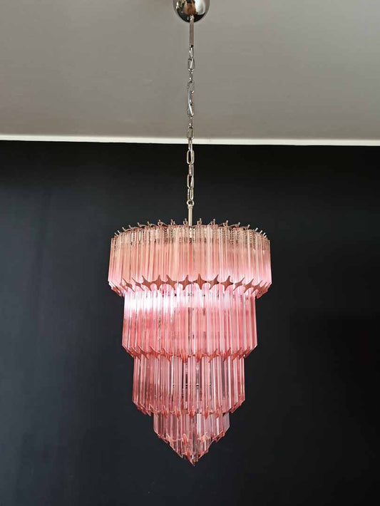 Murano Pink Crystal Chandelier – 112 Prism Design
