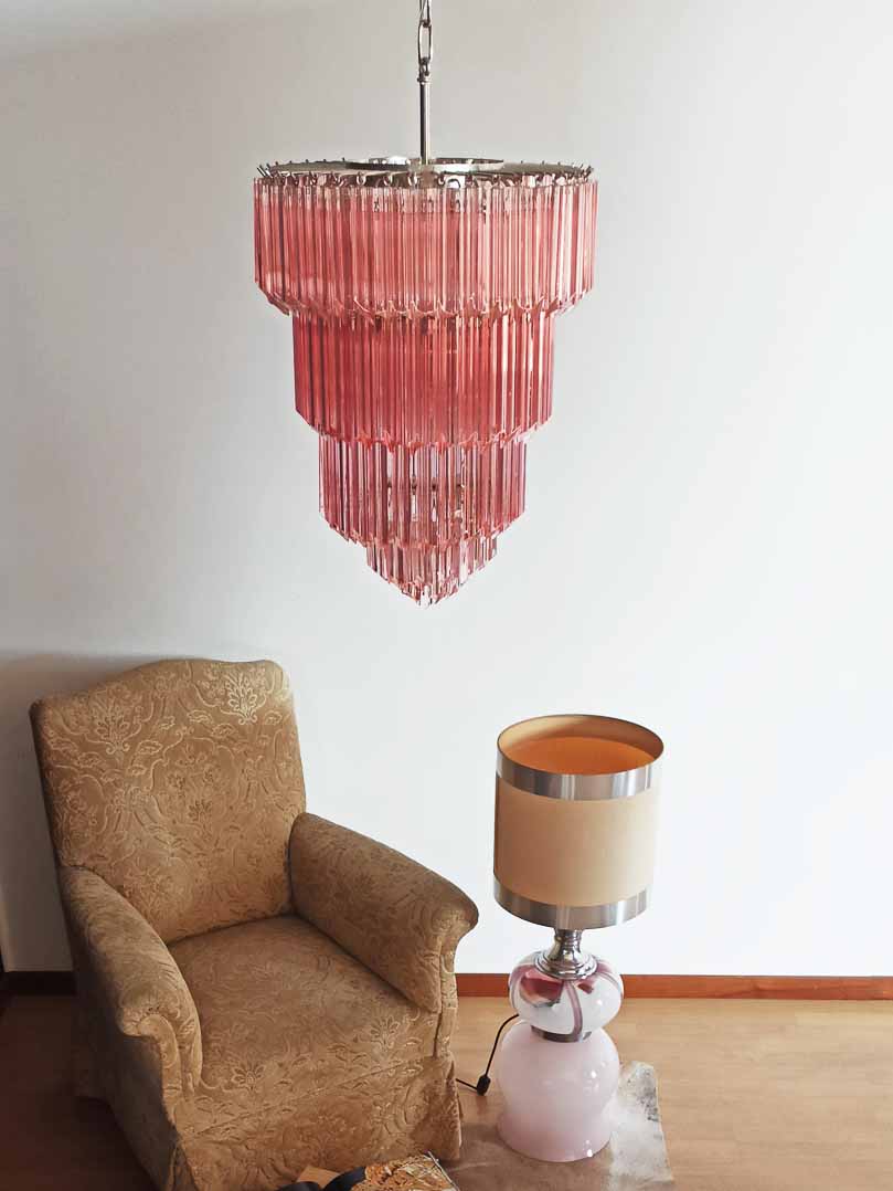 Murano Chandelier – 112 prisms – Pink