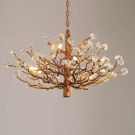 Gemstone Branch Brass Chandelier